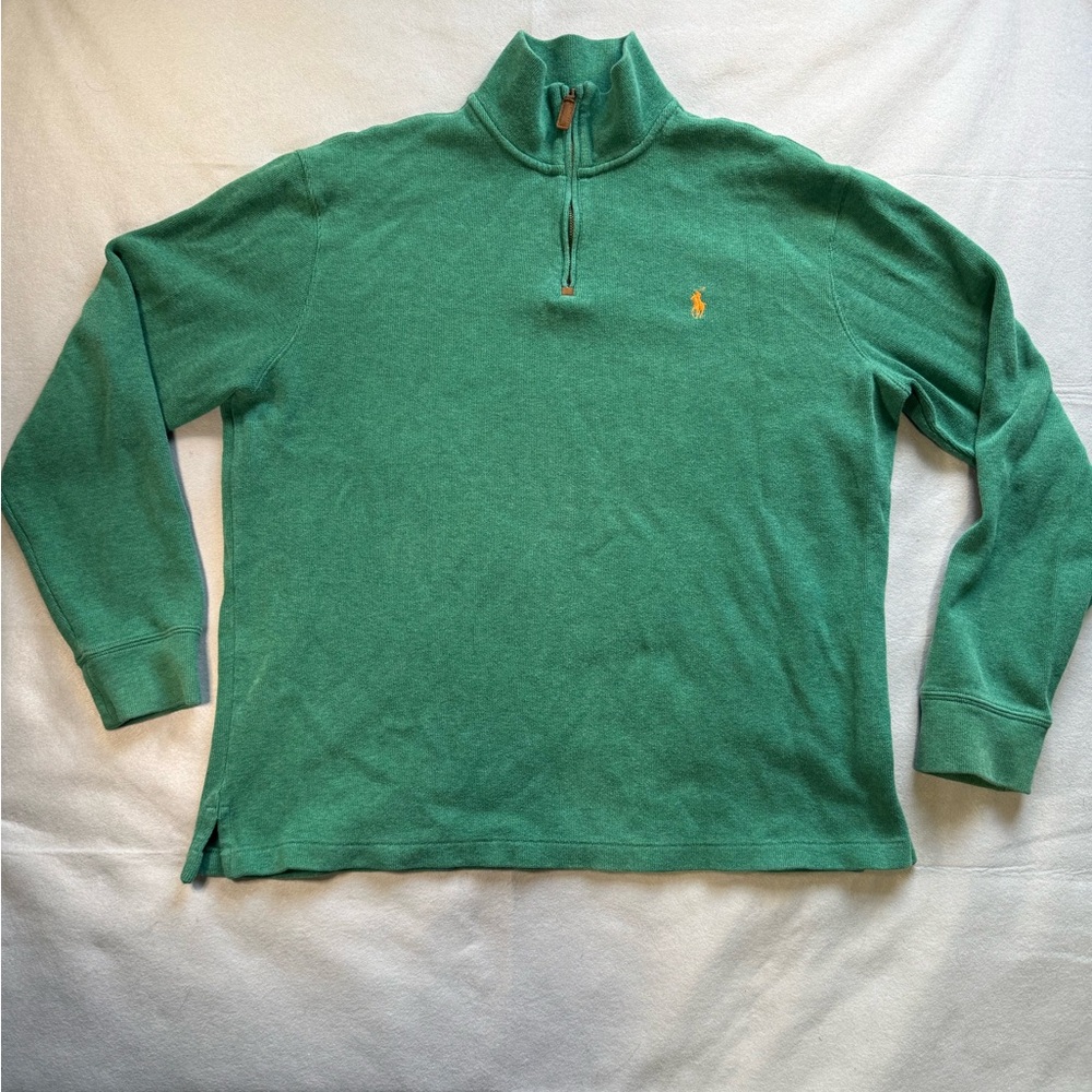 Ralph Lauren Polo Green Quarter-Zip Sweater